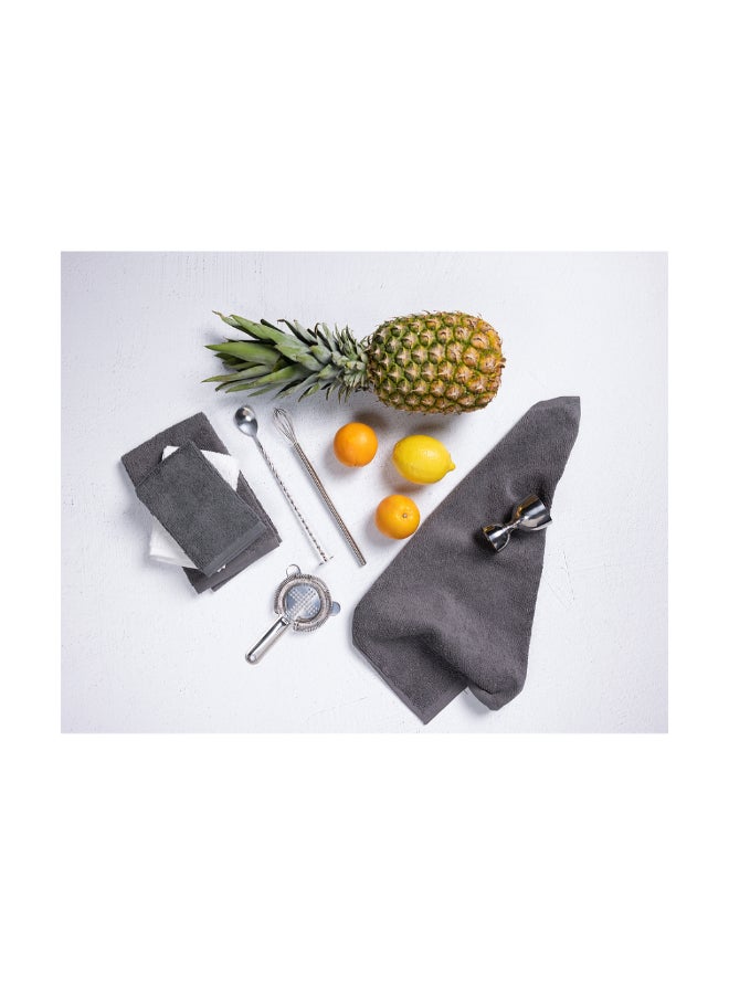 Mukitchen 3-Piece Ribbed Terry Bar Mop Cloths Slate Grey 12 x 12 Inch 6610-1817 - Image 3